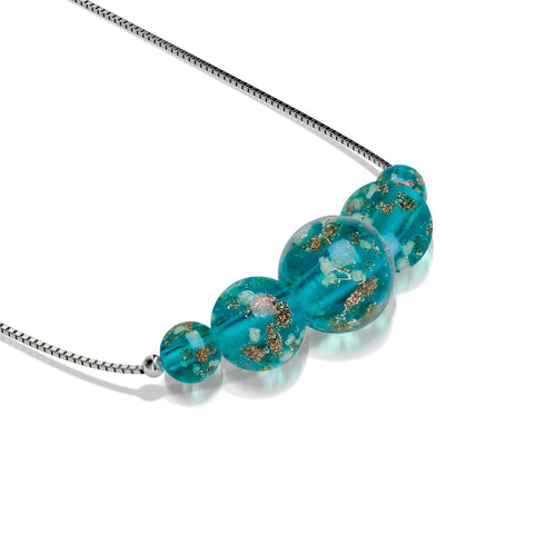 Sarcelle | Argent sterling .925 | Collier fermoir infini en verre luciole